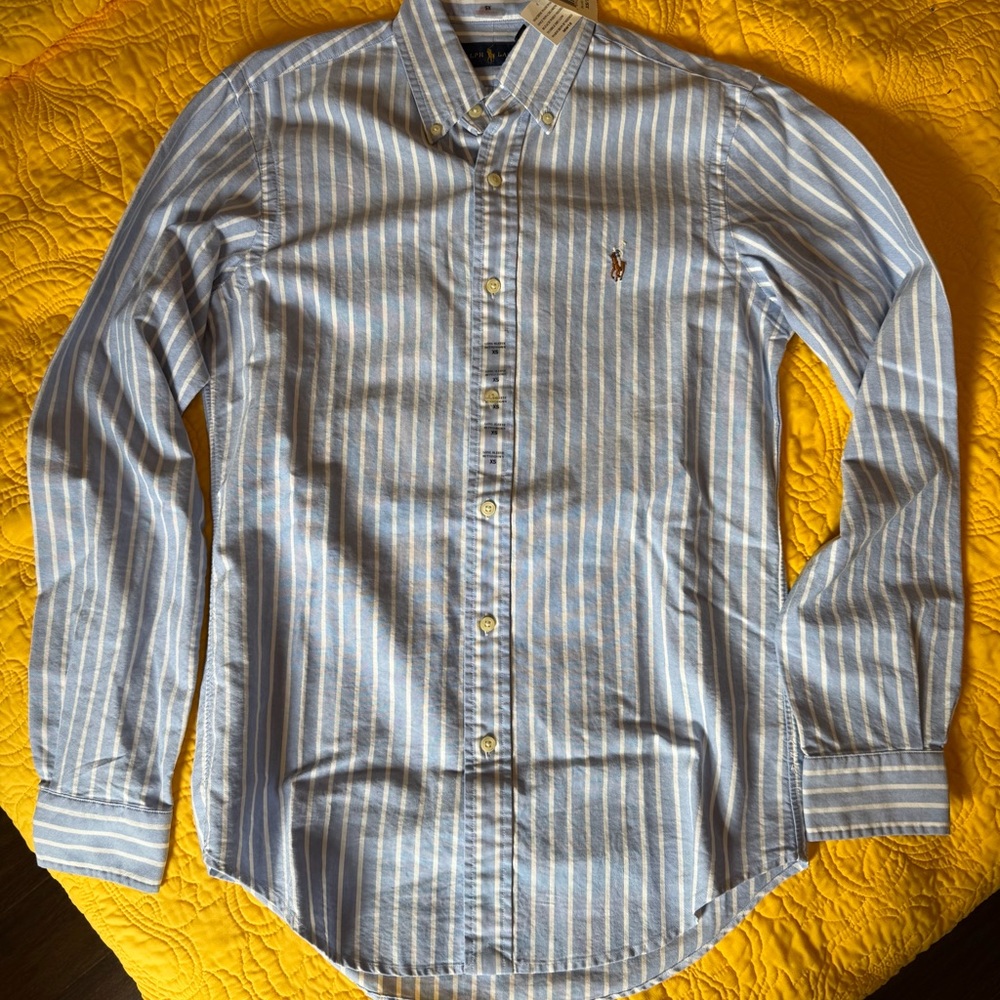 Ralph Lauren Light Blue and White Striped Shirt